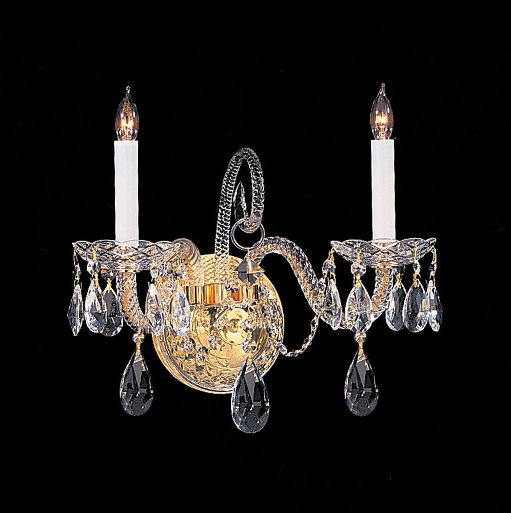 Crystorama Lighting-5042-PB-CL-MWP-Crystal - Two Light Wall Sconce in Classic Style - 14 Inches Wide by 12 Inches High Polished Brass Hand Cut Polished Brass Finish