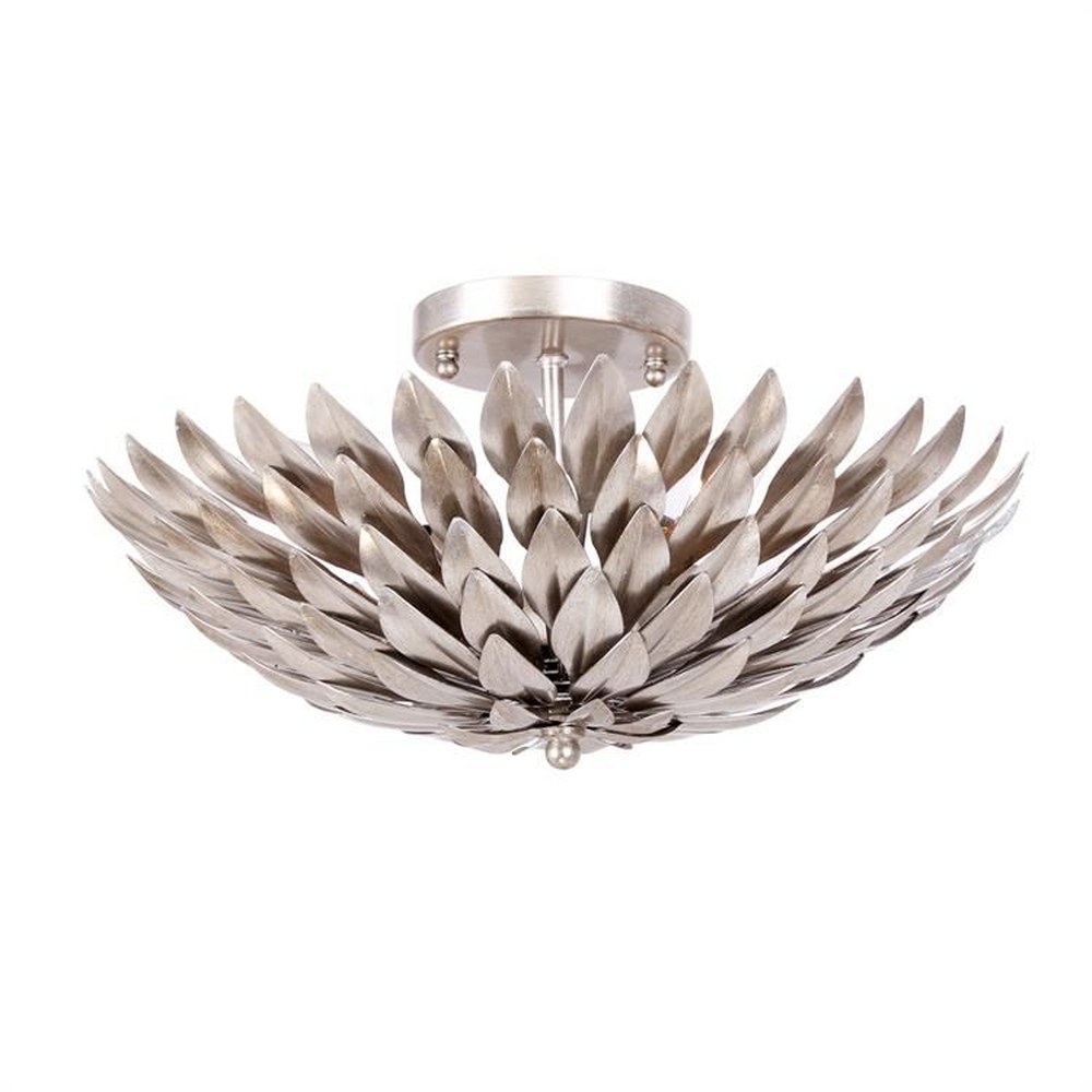 Crystorama Lighting-505-SA-Broche - Four Light Flush Mount in Traditional and Contemporary Style - 16 Inches Wide by 6.25 Inches High Antique Silver  Antique Silver Finish