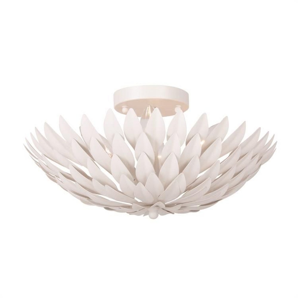 Crystorama Lighting-505-MT-Broche - Four Light Flush Mount in Traditional and Contemporary Style - 16 Inches Wide by 6.25 Inches High Matte White  Antique Silver Finish