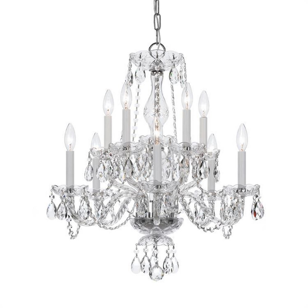 Crystorama Lighting-5080-CH-CL-MWP-Crystal - Ten Light 2-Tier Chandelier in Traditional and Contemporary Style - 23 Inches Wide by 25 Inches High Hand Cut Polished Chrome Polished Brass Finish