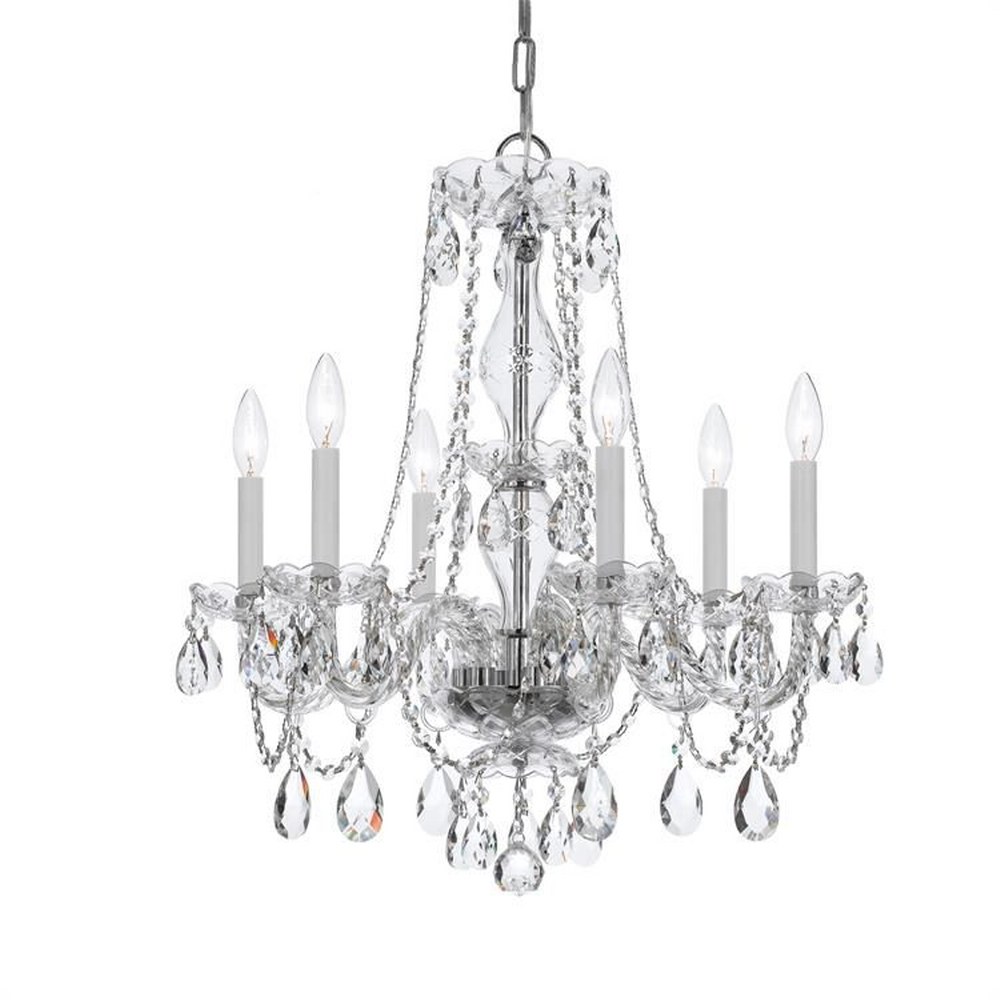 Crystorama Lighting-5086-CH-CL-MWP-Crystal - Six Light Chandelier in Classic Style - 23 Inches Wide by 25 Inches High Hand Cut Polished Chrome Polished Brass Finish