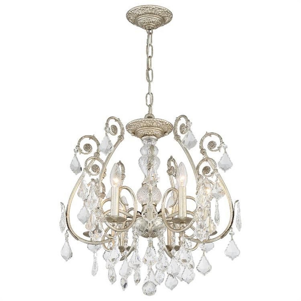 Crystorama Lighting-5115-OS-CL-S-Regis - 6 Light Semi-Flush Mount in Classic Style - 20 Inches Wide by 20 Inches High Swarovski Strass Olde Silver Olde Silver Finish