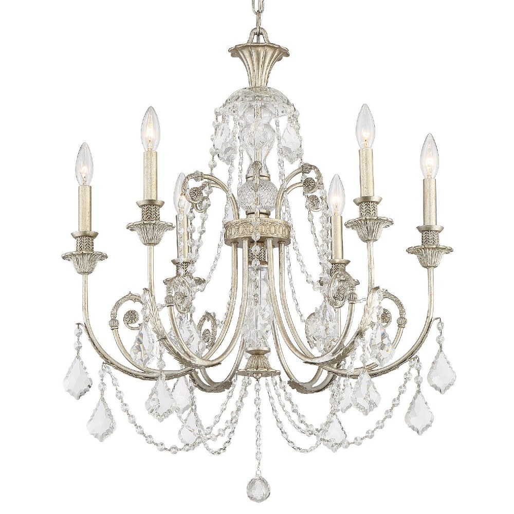 Crystorama Lighting-5116-OS-CL-I-Regis - Six Light Chandelier in Classic Style - 26 Inches Wide by 30.25 Inches High Clear Italian Olde Silver Finish