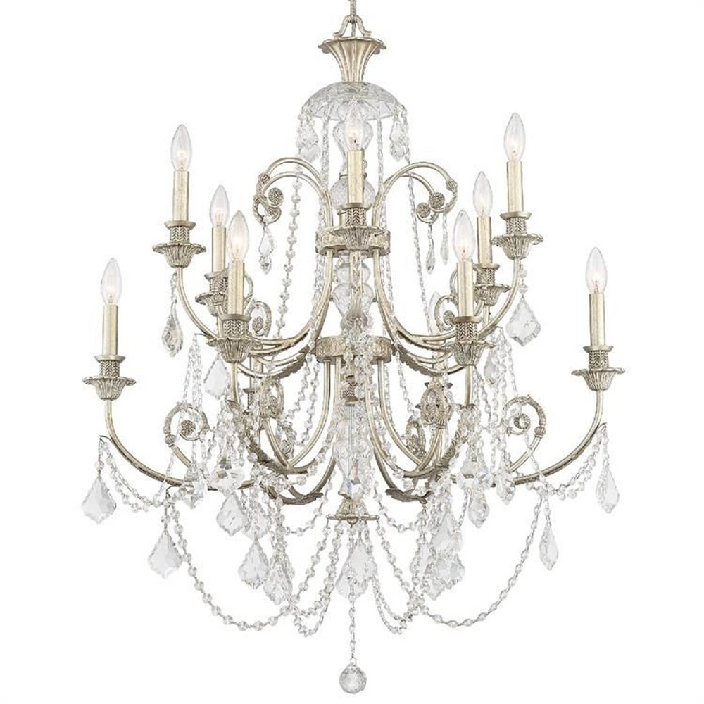 Crystorama Lighting-5119-OS-CL-MWP-Regis - Twelve Light Chandelier in Classic Style - 32 Inches Wide by 41 Inches High Hand Cut Olde Silver Olde Silver Finish