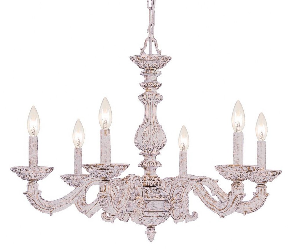 Crystorama Lighting-5126-AW-Sutton - Six Light Chandelier in Minimalist Style - 28 Inches Wide by 21 Inches High Antique White  Venetian Bronze Finish