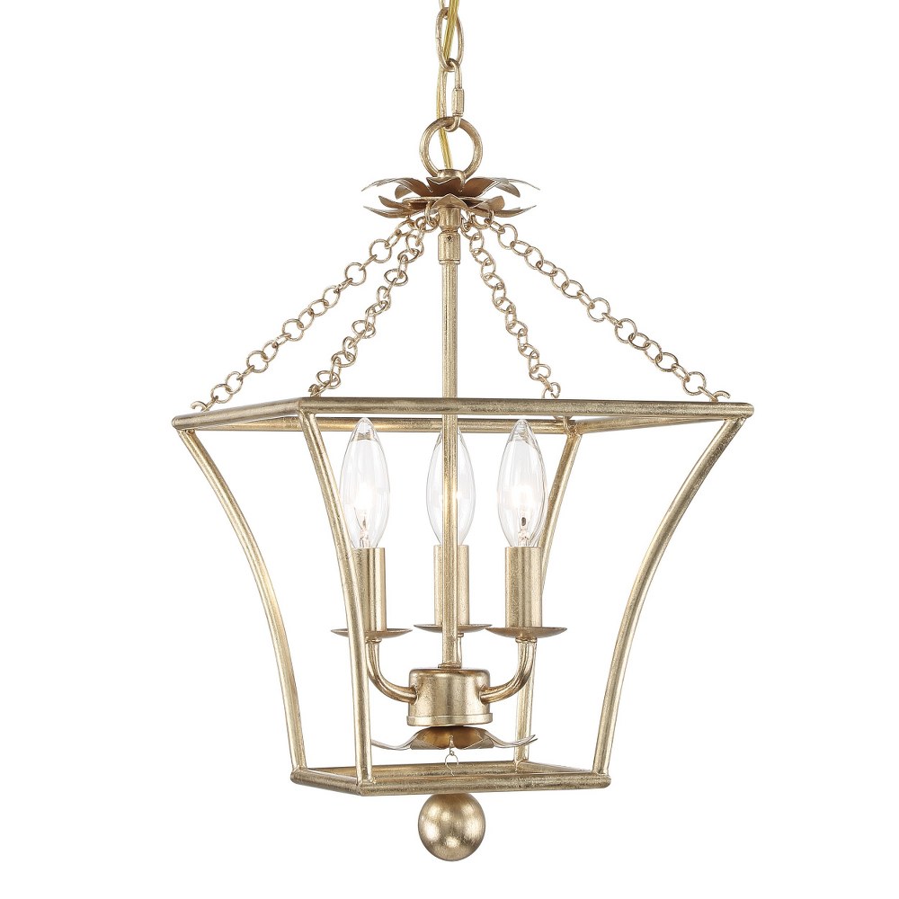 Crystorama Lighting-514-GA-Broche - 3 Light Lantern Antique Gold  Antique Gold Finish