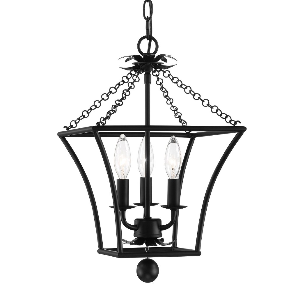 Crystorama Lighting-514-MK-Broche - 3 Light Lantern Matte Black  Antique Gold Finish