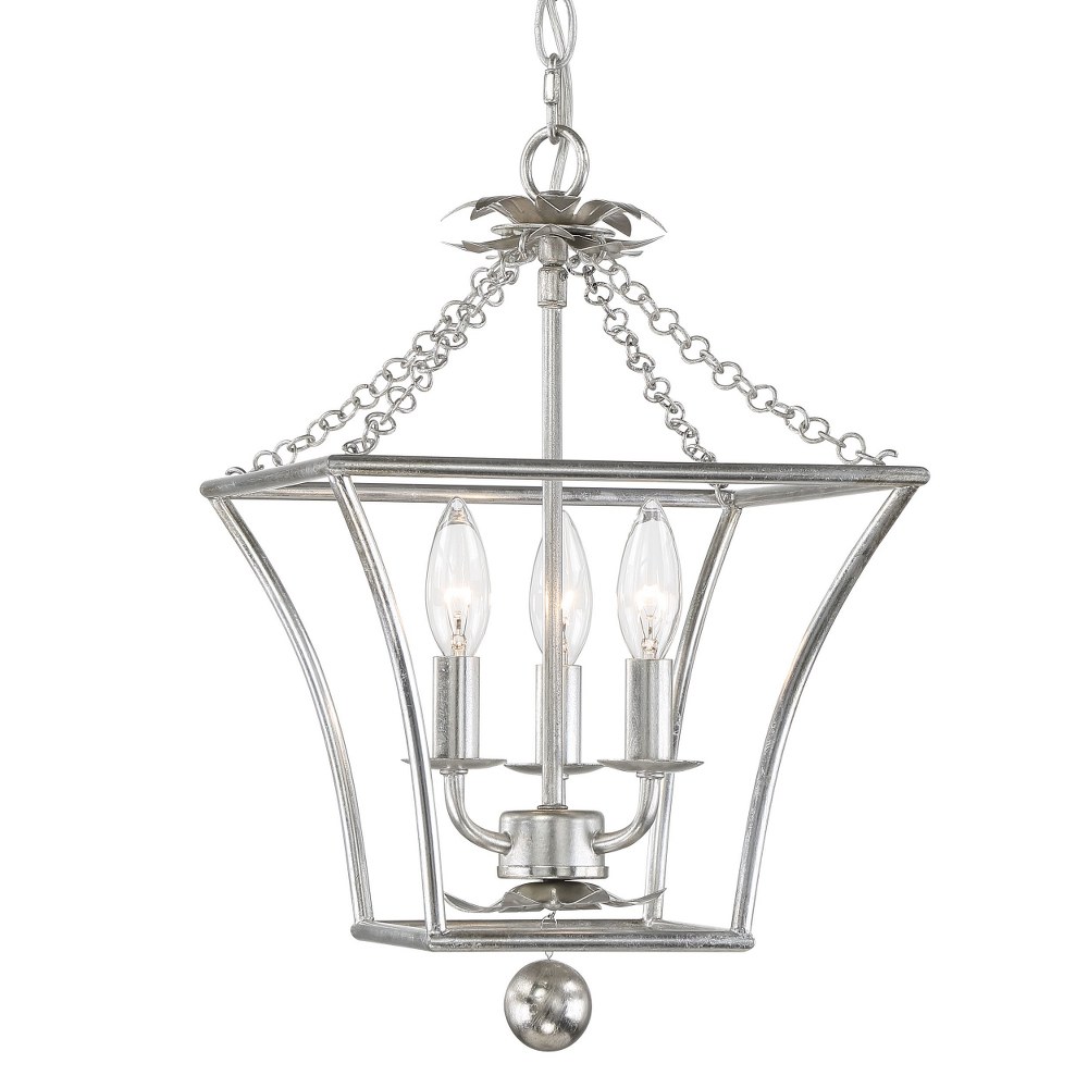 Crystorama Lighting-514-SA-Broche - 3 Light Lantern Antique Silver  Antique Gold Finish