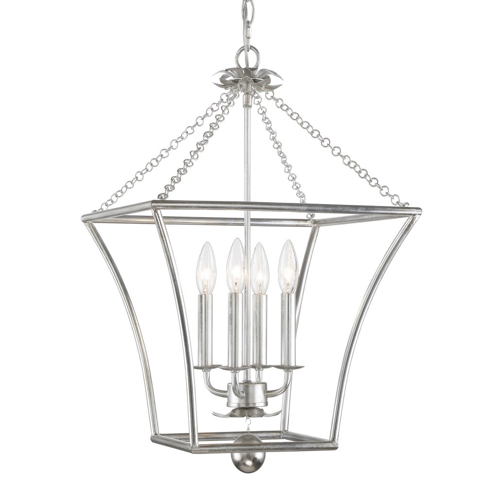 Crystorama Lighting-516-SA-Broche - 4 Light Lantern Antique Silver  Antique Gold Finish