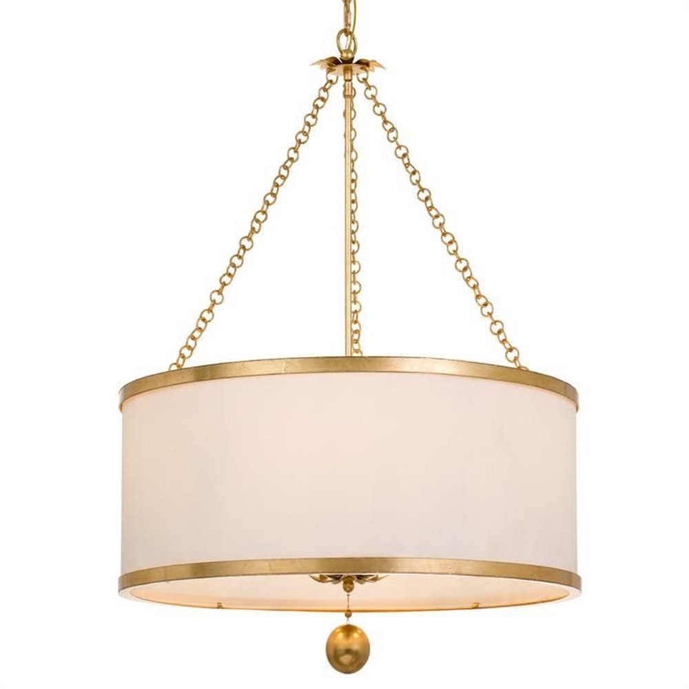 Crystorama Lighting-518-GA-Broche - Six Light Chandelier Antique Gold  Antique Gold Finish with Linen Shade