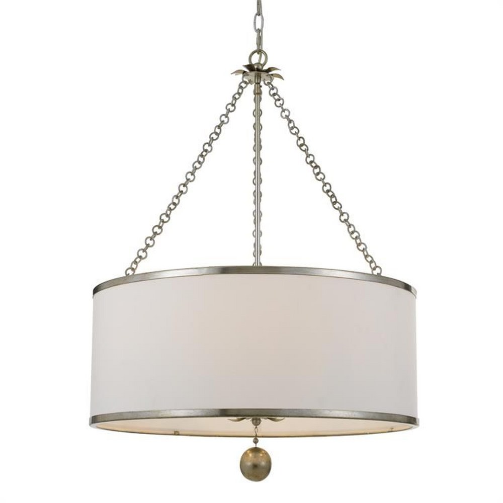 Crystorama Lighting-518-SA-Broche - Six Light Chandelier Antique Silver  Antique Gold Finish with Linen Shade