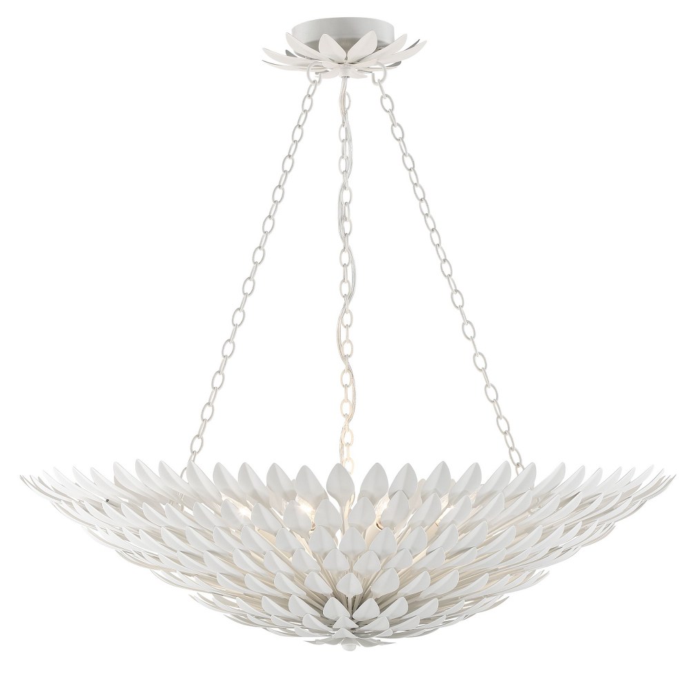 Crystorama Lighting-519-MT-Broche - Eight Light Large Chandelier in Traditional and Contemporary Style - 30 Inches Wide by 7 Inches High Matte White  Antique Silver Finish