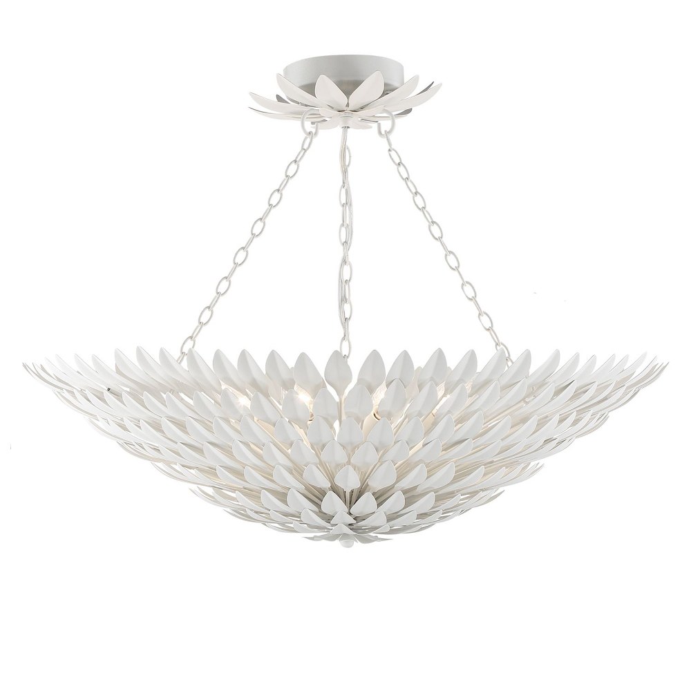 Crystorama Lighting-519-MT_CEILING-Broche - Eight Light Pendant in Traditional and Contemporary Style - 30 Inches Wide by 12 Inches High Matte White  Antique Silver Finish