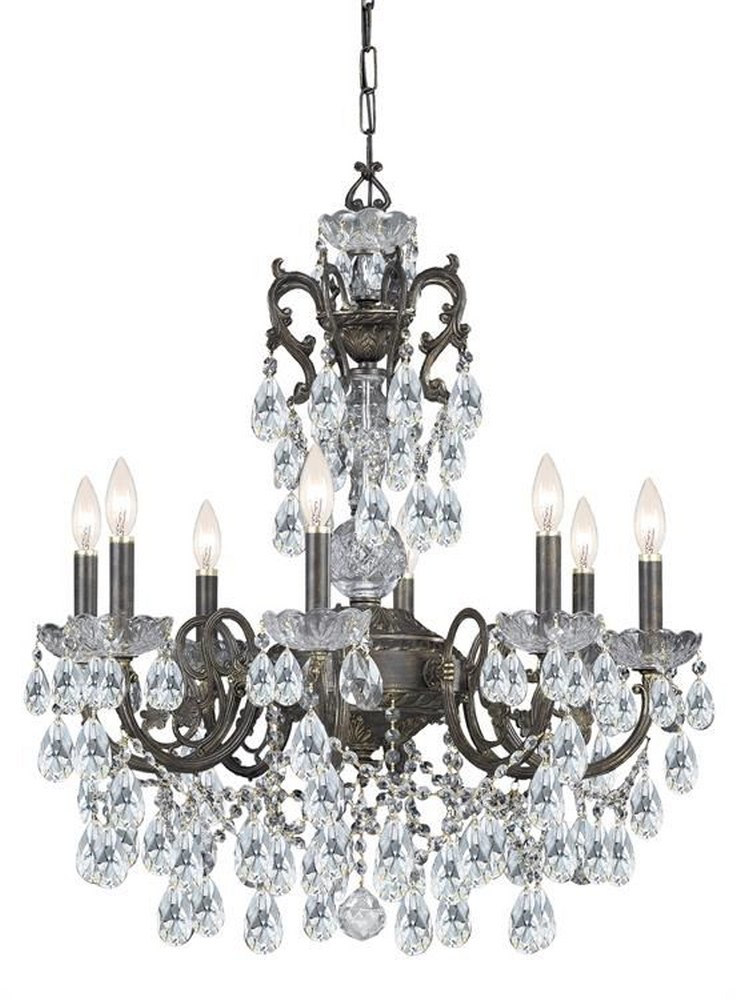 Crystorama Lighting-5198-EB-CL-MWP-Legacy - Eight Light Chandelier in Traditional and Contemporary Style - 26 Inches Wide by 30 Inches High Clear Majestic Wood Polished  English Bronze Finish