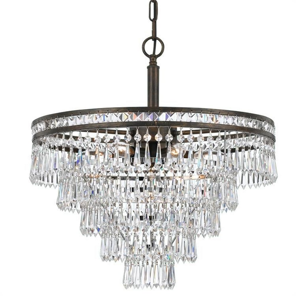 Crystorama Lighting-5264-EB-CL-MWP-Mercer - Seven Light Chandelier in Classic Style - 20 Inches Wide by 23.25 Inches High Hand Cut English Bronze Mercer - Seven Light Chandelier in Classic Style - 20 Inches Wide by 23.25 Inches High