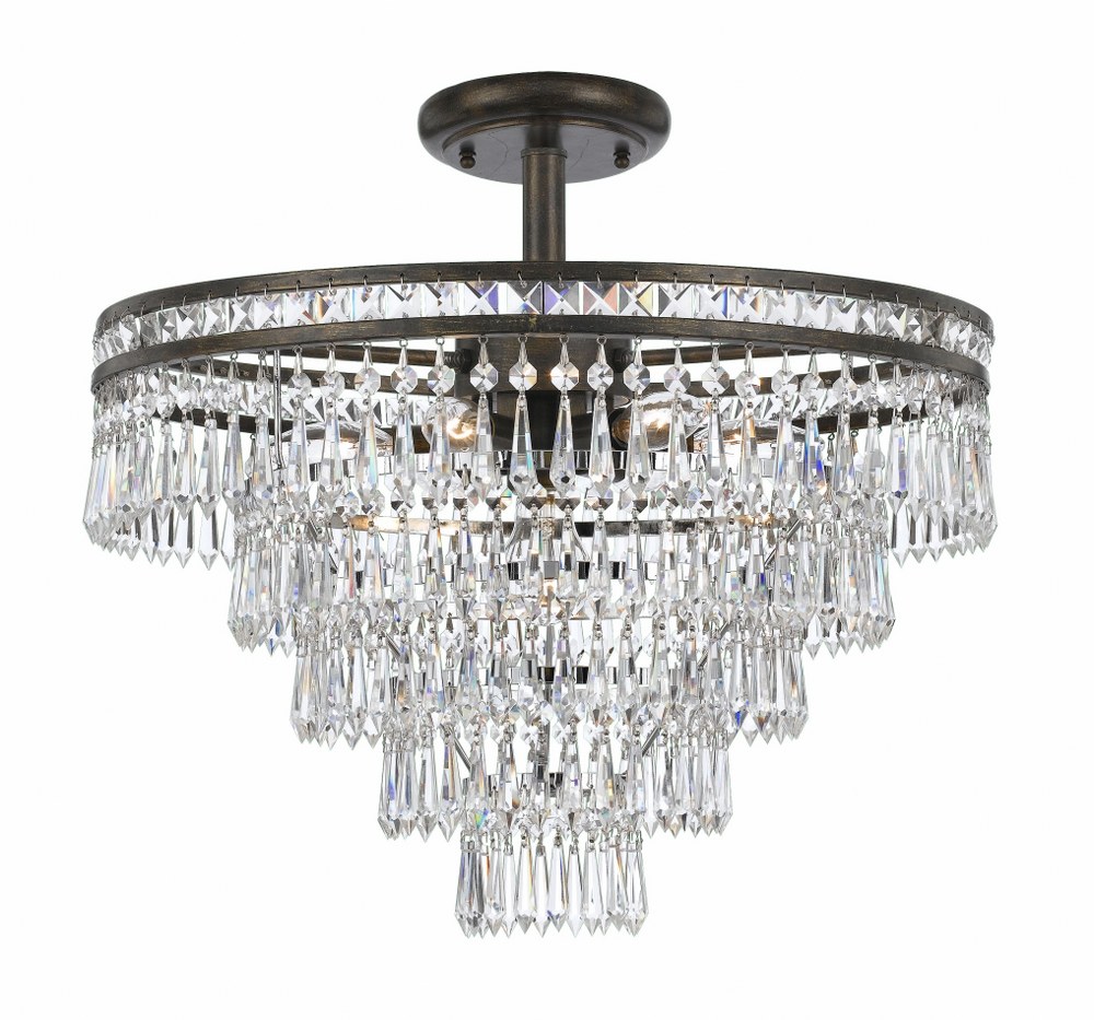 Crystorama Lighting-5264-EB-CL-MWP_CEILING-Mercer - Seven Light Chandelier in Classic Style - 20 Inches Wide by 23.25 Inches High Hand Cut English Bronze English Bronze Finish