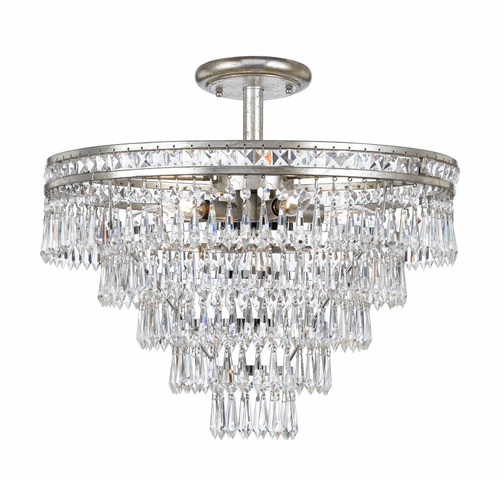 Crystorama Lighting-5264-OS-CL-MWP_CEILING-Mercer - Seven Light Chandelier in Classic Style - 20 Inches Wide by 23.25 Inches High Hand Cut Olde Silver English Bronze Finish