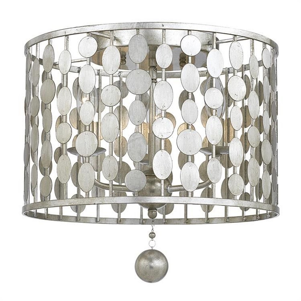 Crystorama Lighting-544-SA-Layla - Three Light Flush Mount in Classic Style - 15 Inches Wide by 13.78 Inches High Antique Silver  Antique Silver Finish