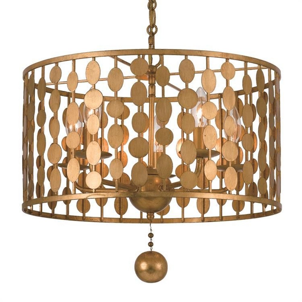 Crystorama Lighting-545-GA-Layla - Five Light Chandelier in Classic Style - 18 Inches Wide by 17 Inches High Antique Gold  Antique Silver Finish