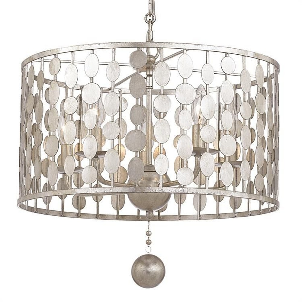 Crystorama Lighting-545-SA-Layla - Five Light Chandelier in Classic Style - 18 Inches Wide by 17 Inches High Antique Silver  Antique Silver Finish