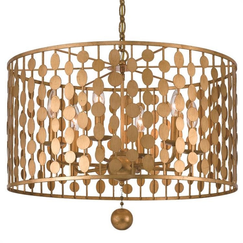 Crystorama Lighting-546-GA-Layla - Six Light Chandelier in Classic Style - 23.75 Inches Wide by 18.7 Inches High Antique Gold  Antique Silver Finish