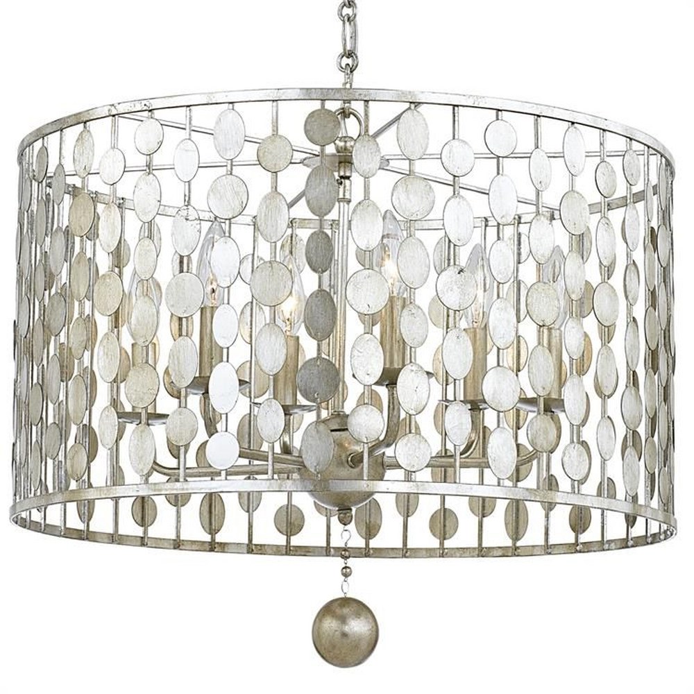 Crystorama Lighting-546-SA-Layla - Six Light Chandelier in Classic Style - 23.75 Inches Wide by 18.7 Inches High   Antique Silver Finish