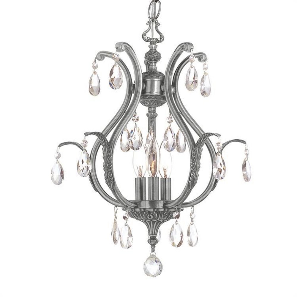 Crystorama Lighting-5560-PW-CL-MWP-Dawson - Three Light Chandelier in Classic Style - 16 Inches Wide by 19.5 Inches High Hand Cut Pewter Pewter Finish