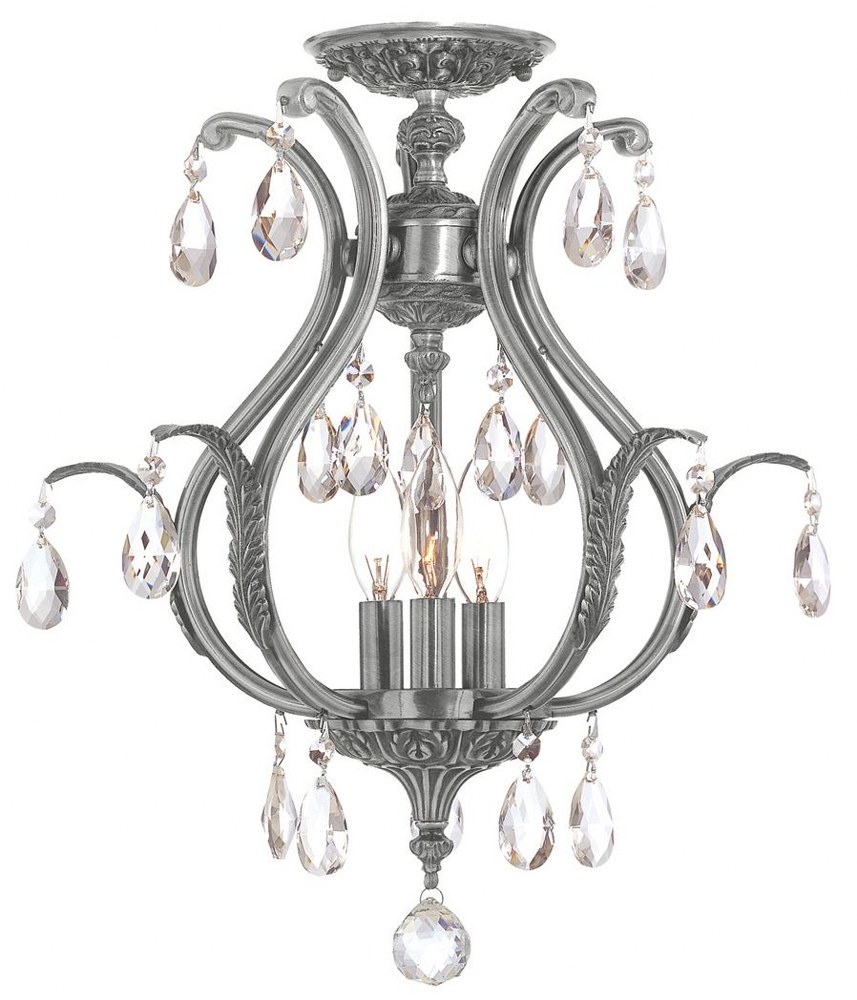 Crystorama Lighting-5560-PW-CL-MWP_CEILING-Dawson - Six Light Semi-Flush Mount in Minimalist Style - 16 Inches Wide by 19.5 Inches High Hand Cut Pewter Pewter Finish