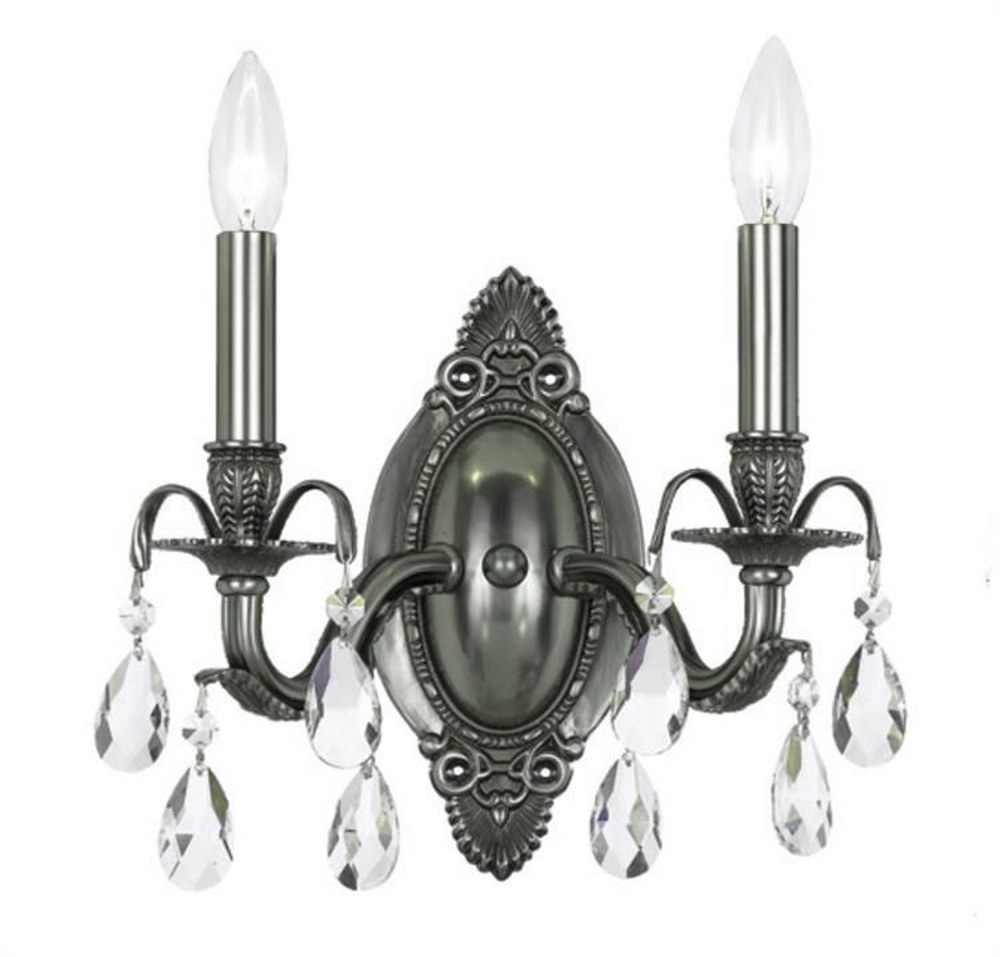 Crystorama Lighting-5562-PW-CL-MWP-Dawson - Two Light Wall Sconce in Timeless Style - 11.5 Inches Wide by 9.75 Inches High Pewter Hand Cut Pewter Finish