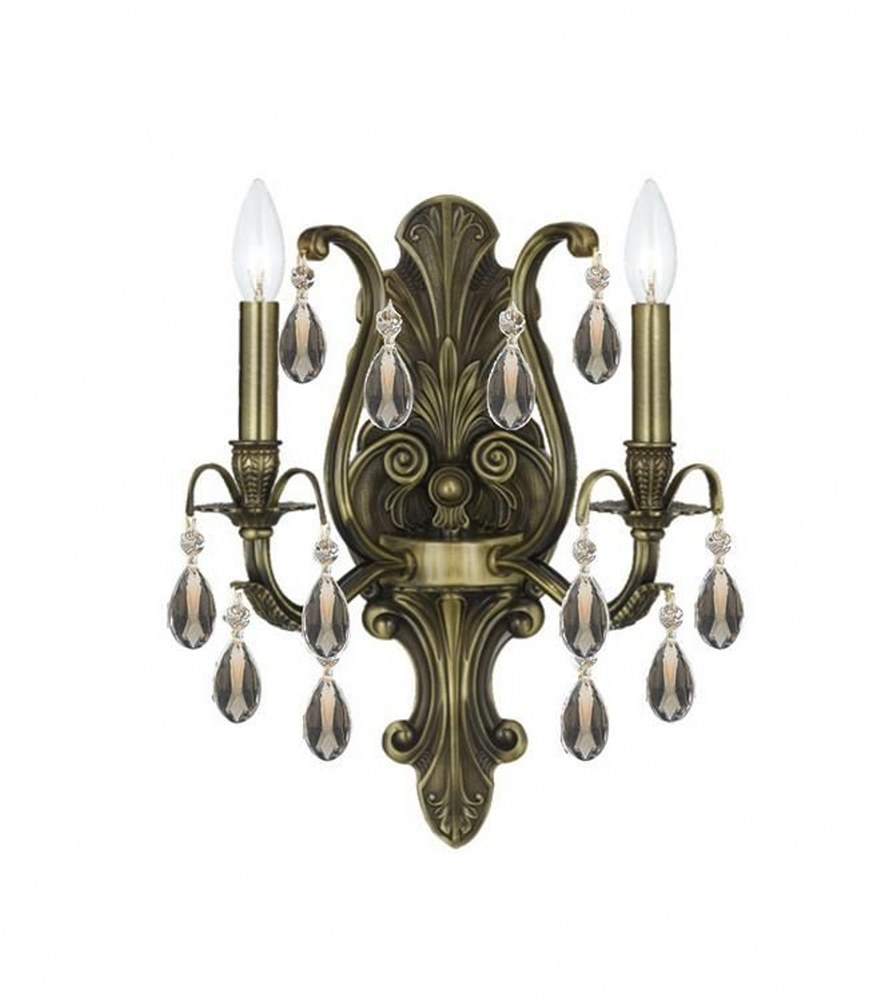 Crystorama Lighting-5563-AB-GT-S-Dawson - Two Light Wall Sconce in Classic Style - 12.5 Inches Wide by 16 Inches High Golden Teak Swarovski Strass  Antique Brass Finish