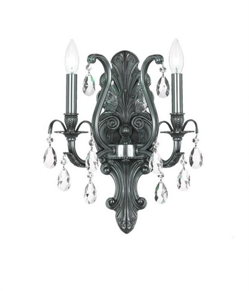 Crystorama Lighting-5563-PW-CL-S-Dawson - Two Light Wall Sconce in Classic Style - 12.5 Inches Wide by 16 Inches High Pewter Swarovski Strass Pewter Finish