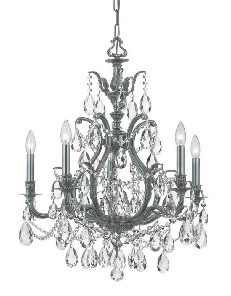 Crystorama Lighting-5575-PW-CL-MWP-Dawson - Five Light Chandelier in Classic Style - 26.5 Inches Wide by 28.5 Inches High Hand Cut Pewter Pewter Finish