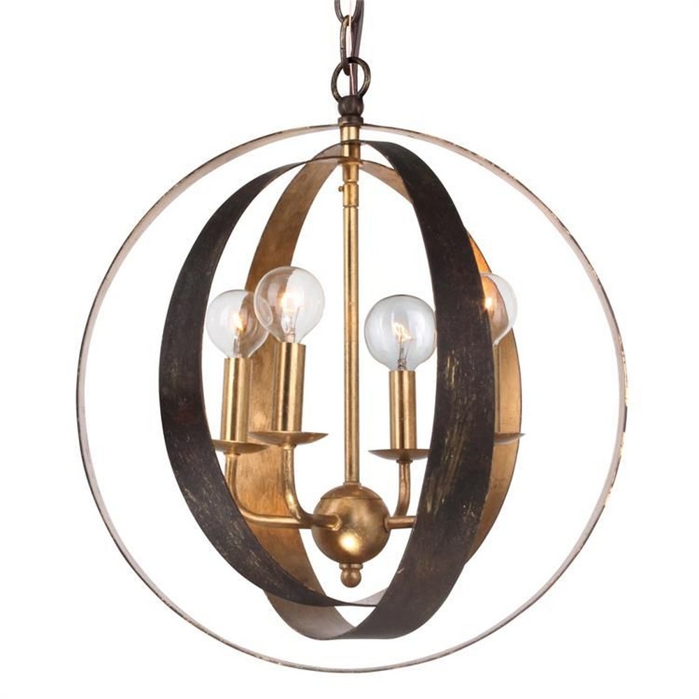 Crystorama Lighting-584-EB-GA-Luna - Four Light Sphere Chandelier in Classic Style - 16 Inches Wide by 18 Inches High English Bronze/Antique Gold  English Bronze/Antique Gold Finish