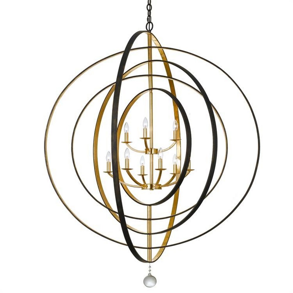 Crystorama Lighting-587-EB-GA-Luna - 9 Light Chandelier English Bronze/Antique Gold  Antique Silver Finish