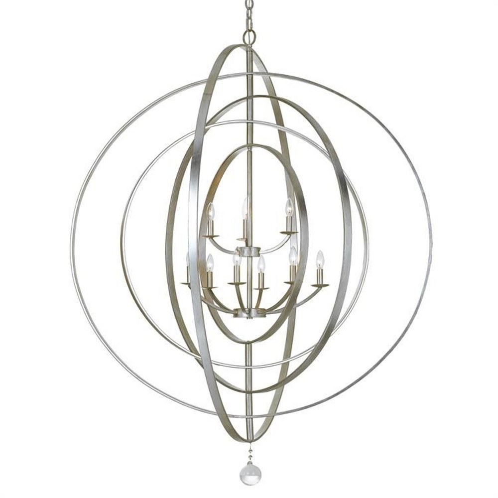 Crystorama Lighting-587-SA-Luna - 9 Light Chandelier Antique Silver  Antique Silver Finish