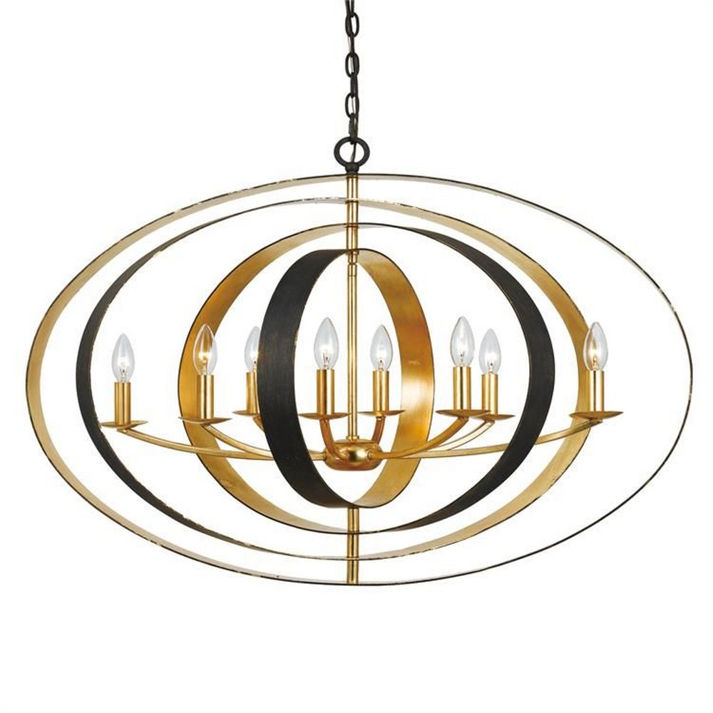 Crystorama Lighting-588-EB-GA-Luna - Eight Light Oval Chandelier English Bronze/Antique Gold  English Bronze/Antique Gold Finish