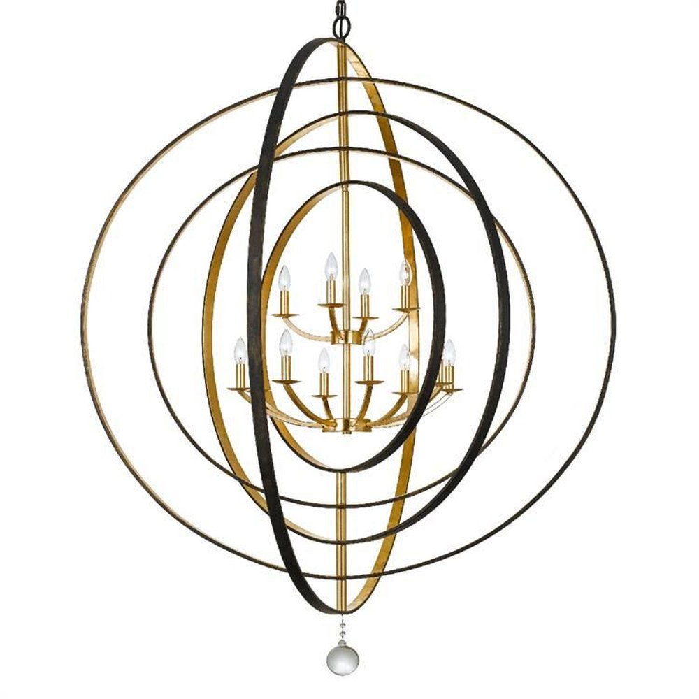 Crystorama Lighting-590-EB-GA-Luna - Twelve Light Chandelier in Classic Style - 60 Inches Wide by 63 Inches High English Bronze/Antique Gold  Antique Silver Finish