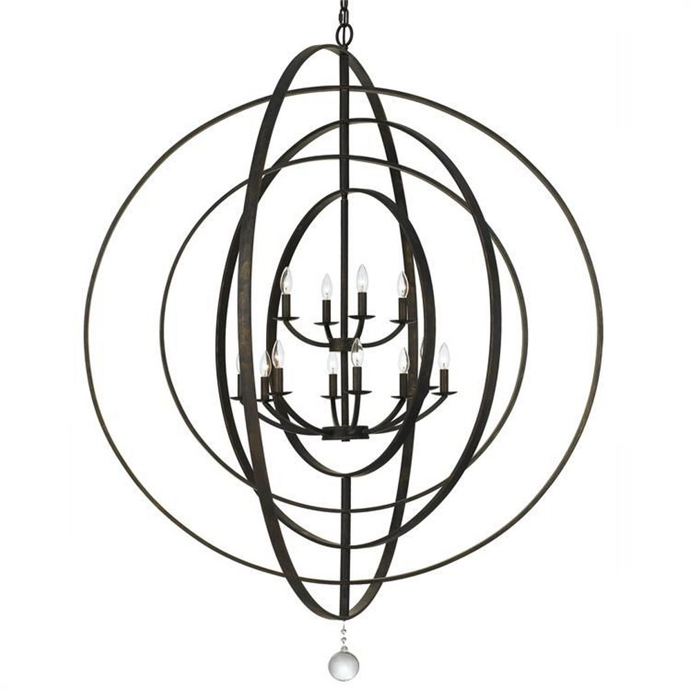 Crystorama Lighting-590-EB-Luna - Twelve Light Chandelier in Classic Style - 60 Inches Wide by 63 Inches High English Bronze  Antique Silver Finish