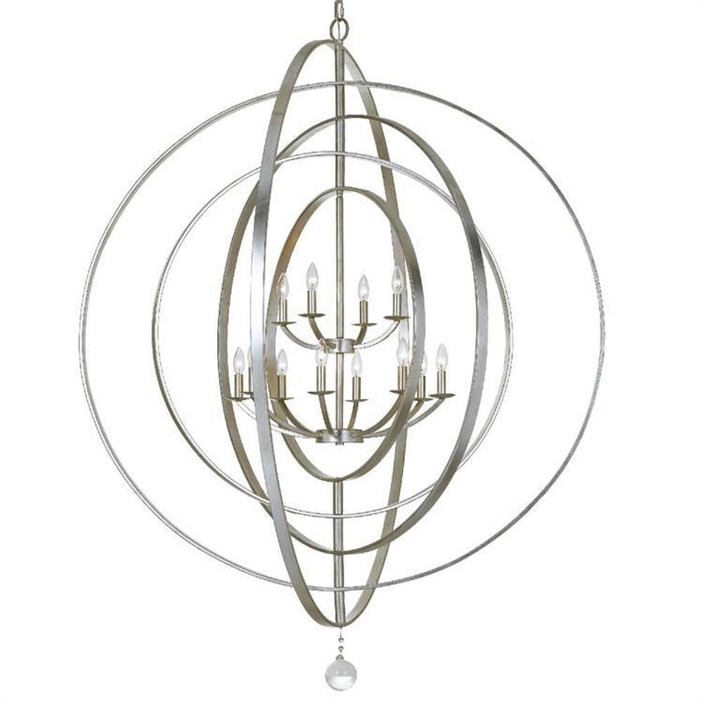 Crystorama Lighting-590-SA-Luna - Twelve Light Chandelier in Classic Style - 60 Inches Wide by 63 Inches High Antique Silver  Antique Silver Finish