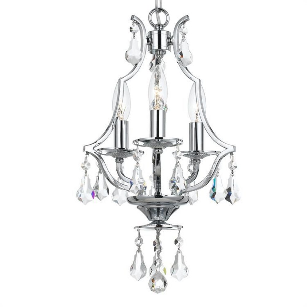 Crystorama Lighting-5933-CH-CL-MWP-Cedar - Three Light Mini Chandelier in Minimalist Style - 11 Inches Wide by 18 Inches High Hand Cut Polished Chrome Polished Chrome Finish