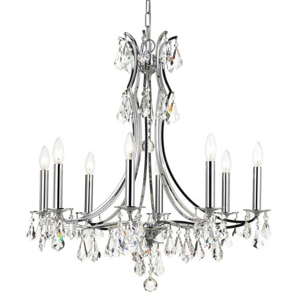 Crystorama Lighting-5938-CH-CL-S-Cedar - Eight Light Chandelier in Minimalist Style - 28 Inches Wide by 29 Inches High Swarovski Strass Polished Chrome Polished Chrome Finish