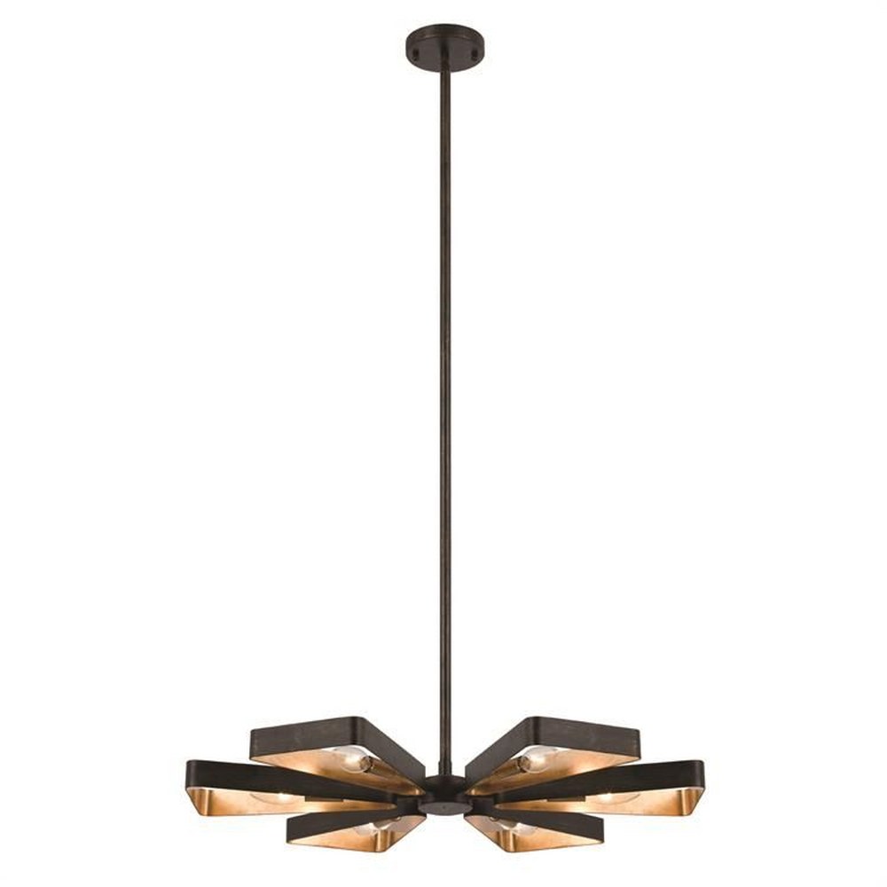 Crystorama Lighting-596-EB-GA-Luna - Six Light Chandelier In Classic Style - 27 Inches Wide By 46 Inches High   English Bronze/Antique Gold Finish