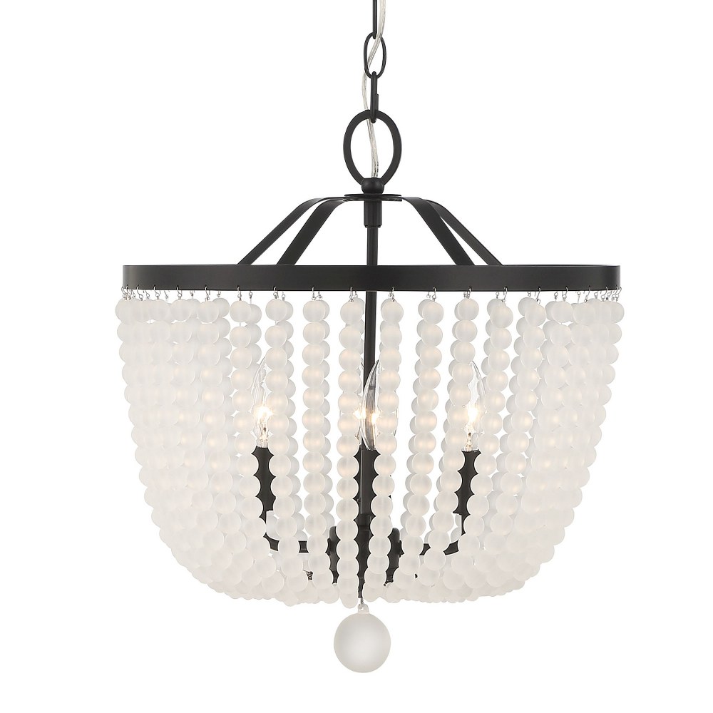 Crystorama Lighting-604-MK-FR-Rylee - 4 Light Chandelier in Classic Style - 16.5 Inches Wide by 17 Inches High Matte Black Frosted Forged Bronze Finish with Natural Wood Beads Crystal