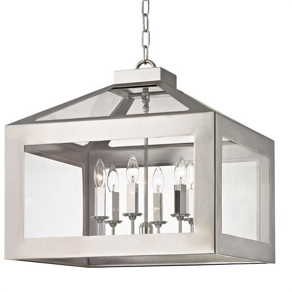 Crystorama Lighting-6056-PN-Hurley - Six Light Chandelier In Minimalist Style - 21 Inches Wide By 21 Inches High   Polished Nickel Finish with Clear Glass