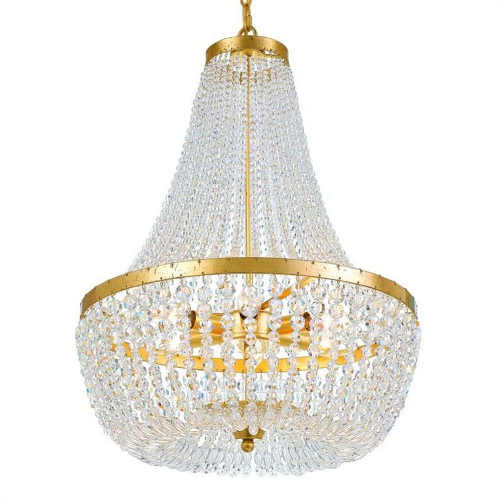 Crystorama Lighting-608-GA-Rylee - Six Light Chandelier in Classic Style - 18.75 Inches Wide by 24.25 Inches High Antique Gold Antique Gold Finish with Hand Cut Faceted Beads Crystal