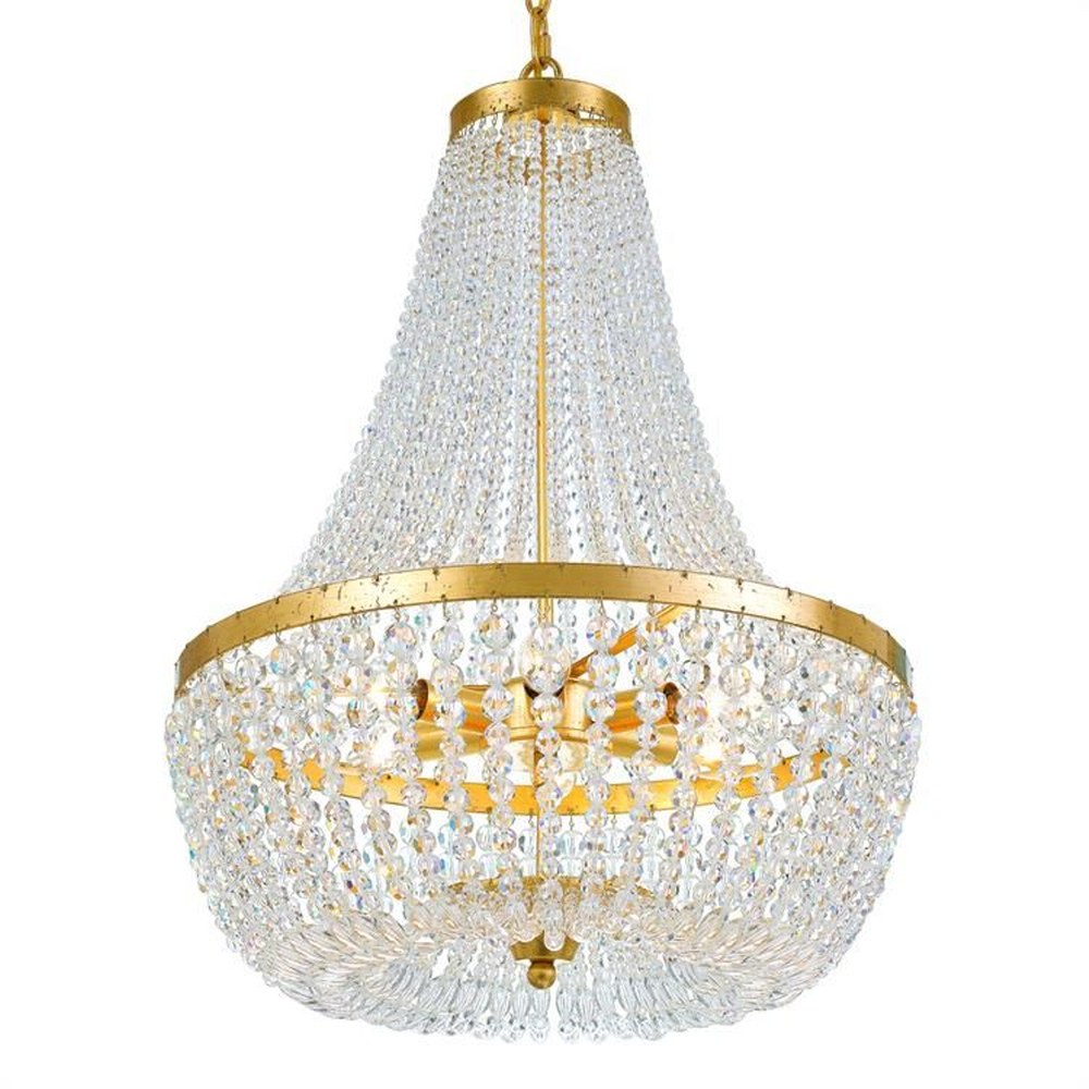 Crystorama Lighting-608-GA-Rylee - Six Light Chandelier in Classic Style - 18.75 Inches Wide by 24.25 Inches High Antique Gold  Antique Gold Finish with Hand Cut Faceted Beads Crystal