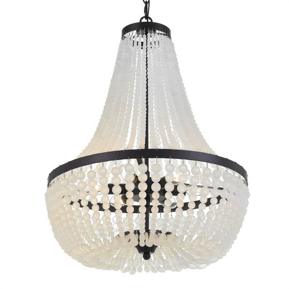 Crystorama Lighting-608-MK-Rylee - Six Light Chandelier in Classic Style - 18.75 Inches Wide by 24.25 Inches High Matte Black Antique Gold Finish with Hand Cut Faceted Beads Crystal