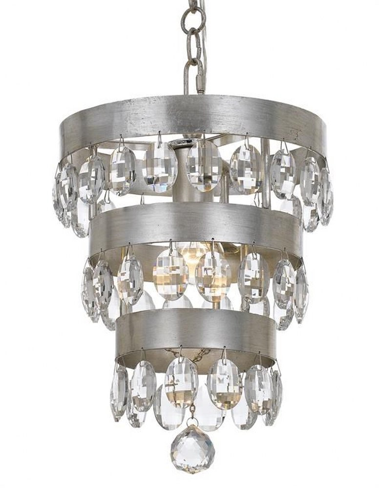 Crystorama Lighting-6103-SA-Perla - One Light Mini Chandelier in Classic Style - 10 Inches Wide by 14.25 Inches High Antique Silver  Antique Gold Finish