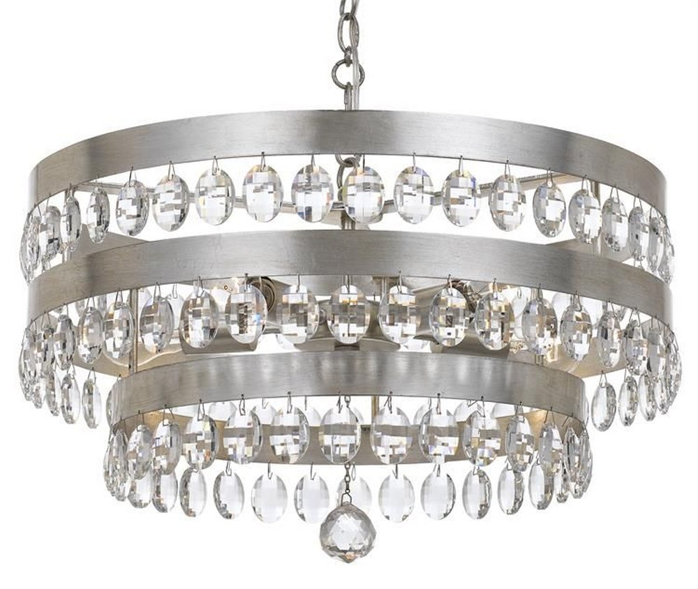 Crystorama Lighting-6106-SA-Perla - Five Light Chandelier in Classic Style - 22 Inches Wide by 14.25 Inches High Antique Silver  Antique Gold Finish