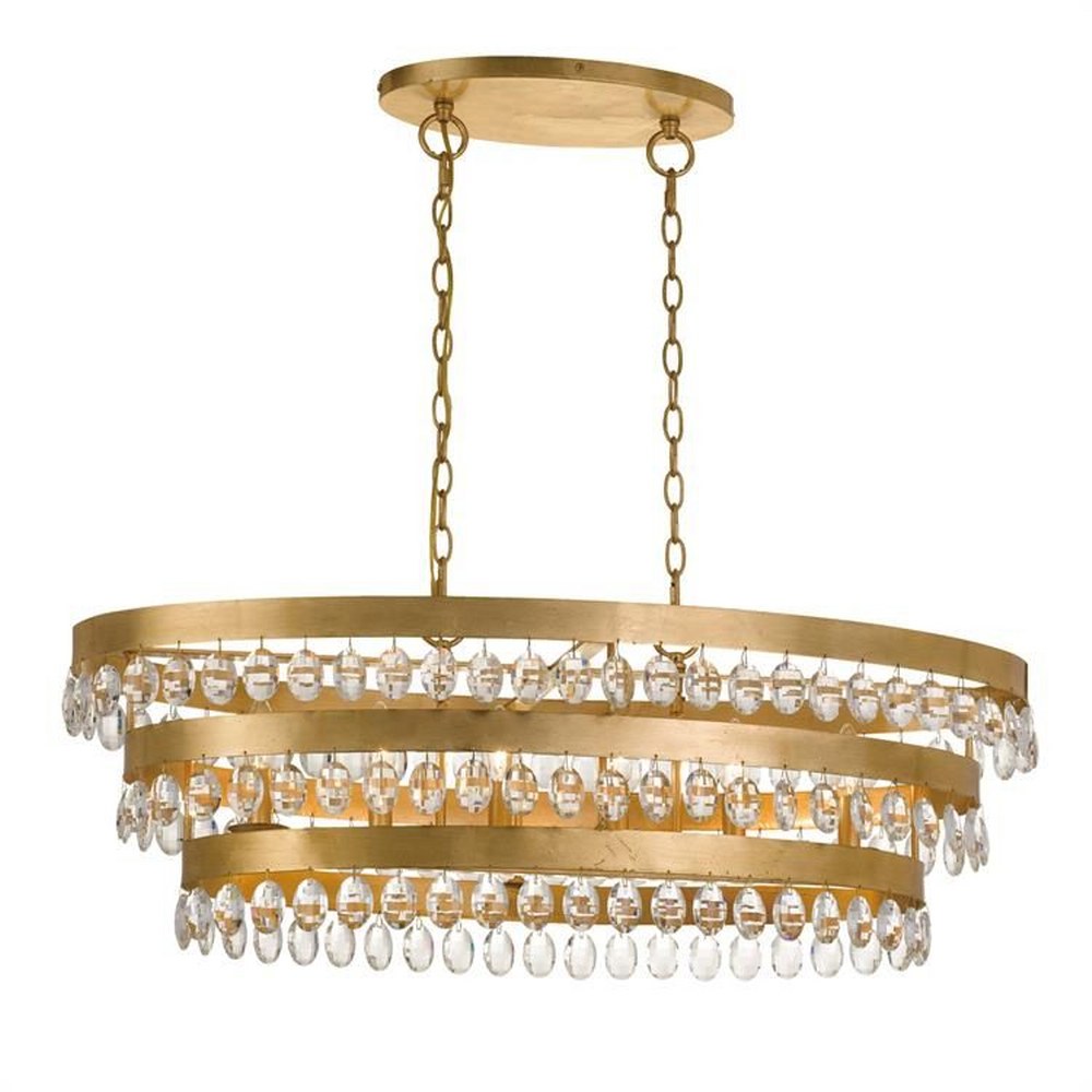 Crystorama Lighting-6107-GA-Perla - Six Light 3-Tier Chandelier in Classic Style - 36 Inches Wide by 13 Inches High Antique Gold  Antique Silver Finish with Clear Hand Cut Glass